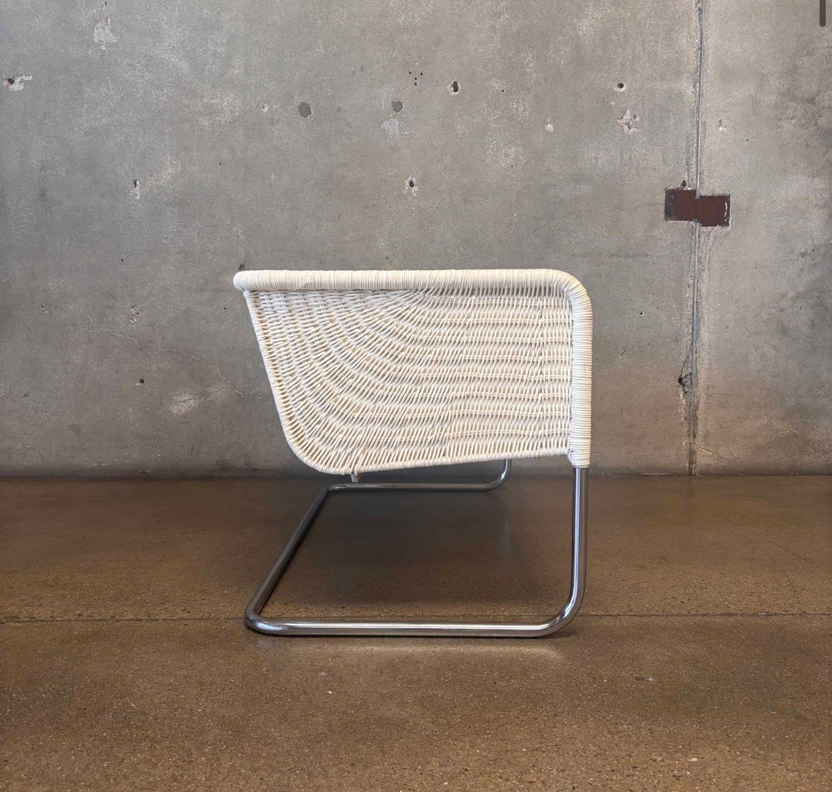 Vintage Mid Century Wicker & Chrome Bench