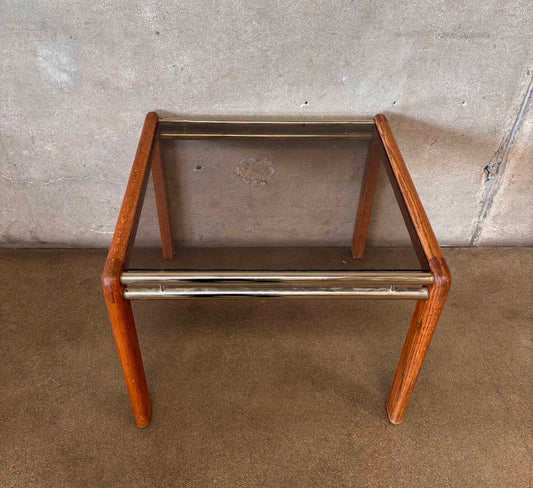 Post Modern Oak  & Glass Table
