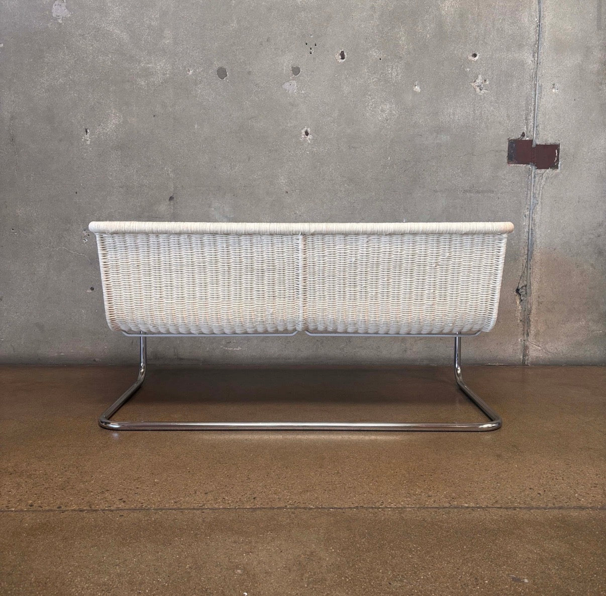Vintage Mid Century Wicker & Chrome Bench