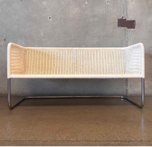 Vintage Mid Century Wicker & Chrome Bench
