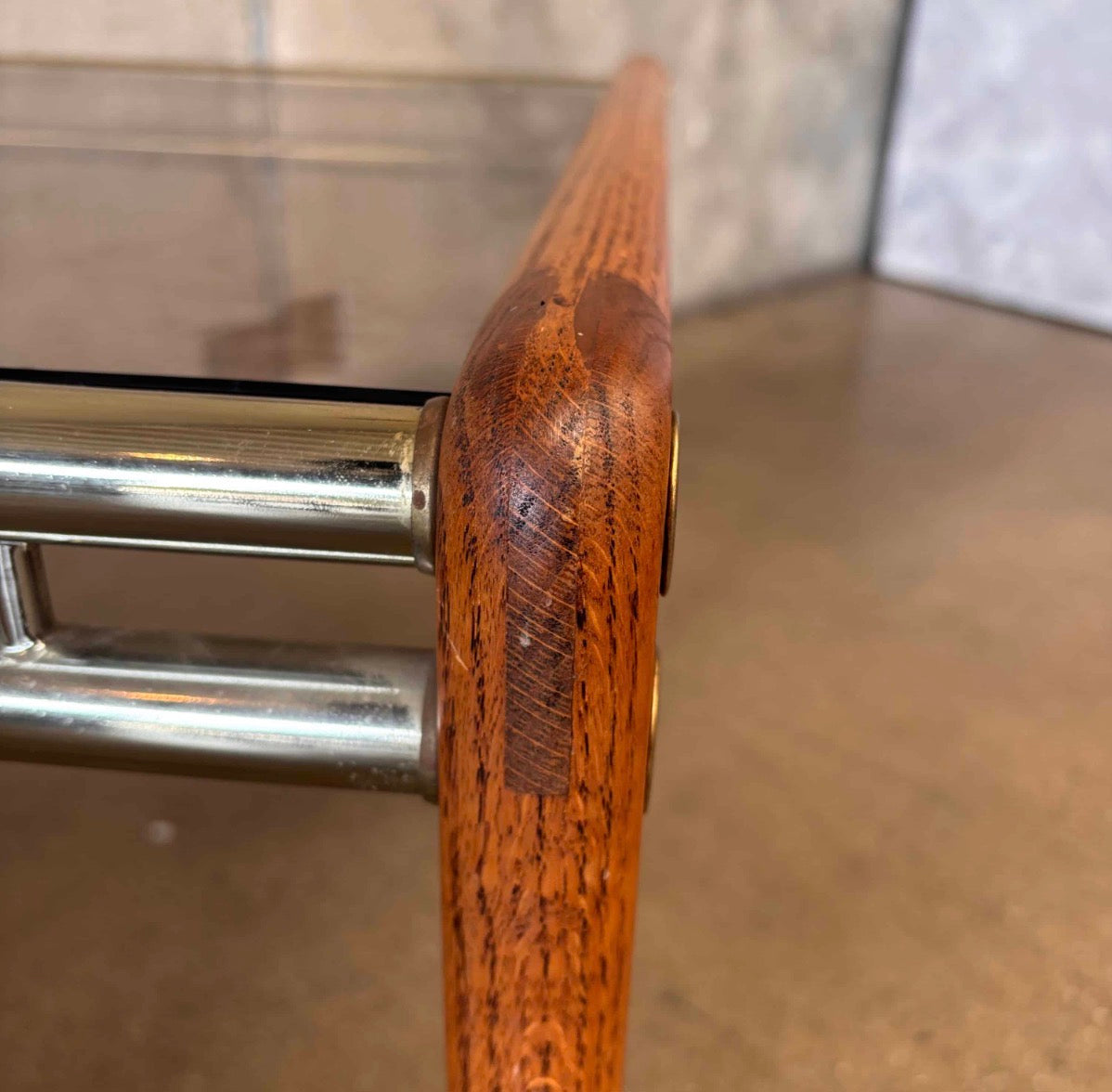 Post Modern Oak  & Glass Table